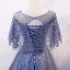 Élégant Océan Bleu Transparentes Robe De Soirée 2020 Princesse Encolure Dégagée Sans Manches Glitter Tulle Faux Diamant Perlage Paillettes Longue Volants Dos Nu