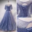 Élégant Océan Bleu Transparentes Robe De Soirée 2020 Princesse Encolure Dégagée Sans Manches Glitter Tulle Faux Diamant Perlage Paillettes Longue Volants Dos Nu