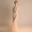 Sexy Champagne Transparentes Robe De Soirée 2018 Trompette / Sirène épaules Sans Manches Faux Diamant Perlage Longue Volants Dos Nu Robe De Ceremonie