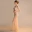 Sexy Champagne Transparentes Robe De Soirée 2018 Trompette / Sirène épaules Sans Manches Faux Diamant Perlage Longue Volants Dos Nu Robe De Ceremonie
