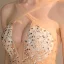 Sexy Champagne Transparentes Robe De Soirée 2018 Trompette / Sirène épaules Sans Manches Faux Diamant Perlage Longue Volants Dos Nu Robe De Ceremonie
