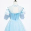 Chinese style Sky Blue See-through Evening Dresses  2020 A-Line / Princess High Neck Short Sleeve Appliques Lace Rhinestone Floor-Length / Long Ruffle Backless Formal Dresses