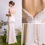 Sexy Ivoire Robe De Soirée 2018 Trompette / Sirène Bretelles Spaghetti Sans Manches Perlage Paillettes Fendue devant Longue Dos Nu Robe De Ceremonie