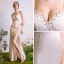 Sexy Ivoire Robe De Soirée 2018 Trompette / Sirène Bretelles Spaghetti Sans Manches Perlage Paillettes Fendue devant Longue Dos Nu Robe De Ceremonie