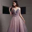 Sexy Rougissant Rose Robe De Soirée 2020 Princesse Bretelles Spaghetti Col v profond Sans Manches Glitter Tulle Appliques En Dentelle Perlage Longue Volants Dos Nu Robe De Ceremonie