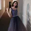 Elegante Violett Farbverlauf Abendkleider 2020 A Linie Schultern Ärmellos Strass Perlenstickerei Stoffgürtel Lange Rüschen Rückenfreies Festliche Kleider