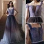 Elegante Violett Farbverlauf Abendkleider 2020 A Linie Schultern Ärmellos Strass Perlenstickerei Stoffgürtel Lange Rüschen Rückenfreies Festliche Kleider