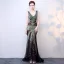 Sexy Champagne Transparentes Été Robe De Soirée 2018 Trompette / Sirène V-Cou Sans Manches Faux Diamant Perlage Train De Balayage Volants Dos Nu Robe De Ceremonie