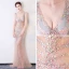 Sexy Champagne Transparentes Été Robe De Soirée 2018 Trompette / Sirène V-Cou Sans Manches Faux Diamant Perlage Train De Balayage Volants Dos Nu Robe De Ceremonie