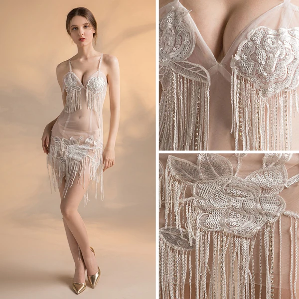 Sexy Ivoire Transparentes Robe De Fete 2018 Princesse Sans Manches Bretelles Spaghetti Appliques Paillettes Perlage Gland Courte Dos Nu Robe De Ceremonie