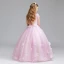 Chic / Beautiful Candy Pink Flower Girl Dresses 2017 Ball Gown Scoop Neck Cap Sleeves Appliques Flower Floor-Length / Long Ruffle Wedding Party Dresses