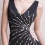 Sexy Noire Transparentes Robe De Soirée 2018 Trompette / Sirène V-Cou Sans Manches Faux Diamant Perlage Fendue devant Tribunal Train Dos Nu Robe De Ceremonie