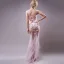 Sexy Blushing Pink See-through Evening Dresses  2018 Trumpet / Mermaid V-Neck Sleeveless Appliques Flower Pearl Sweep Train Ruffle Backless Formal Dresses