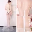 Sexy Ivoire Transparentes Robe De Soirée 2018 Trompette / Sirène V-Cou Sans Manches Appliques En Dentelle Train De Balayage Dos Nu Robe De Ceremonie