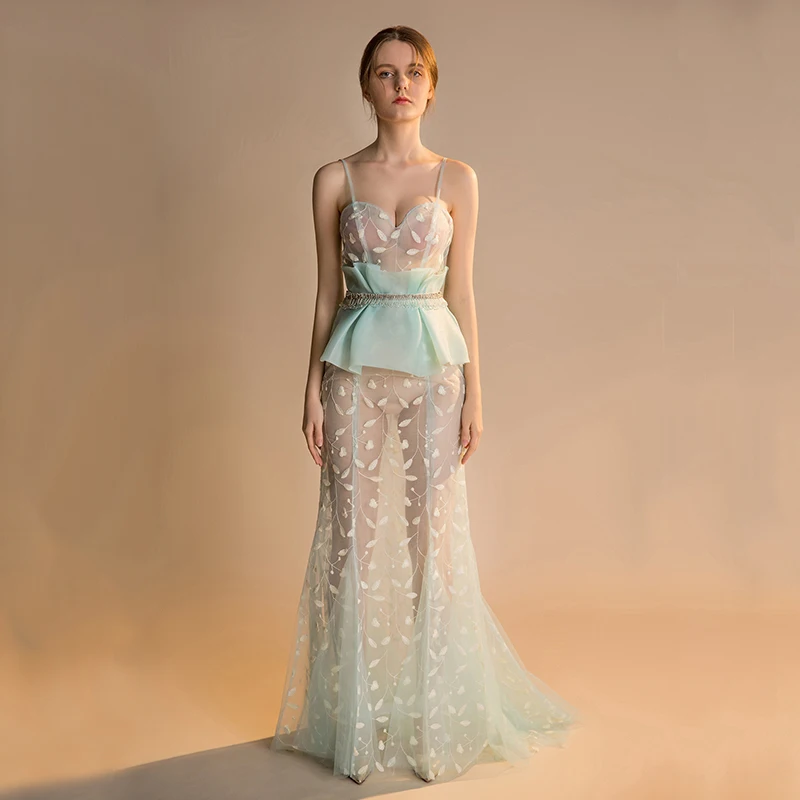 chinese dress ladies Beautiful High-Neck Sweetheart Sleeveless Mermaid Prom Dress with Beading main image 1