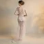 Sexy Ivory See-through Evening Dresses  2018 Trumpet / Mermaid V-Neck Sleeveless Appliques Flower Beading Pearl Tassel Sweep Train Backless Formal Dresses