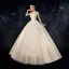 Amazing / Unique Champagne Satin Wedding Dresses 2020 A-Line / Princess Strapless Detachable 3/4 Sleeve Backless Court Train Ruffle