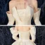 Amazing / Unique Champagne Satin Wedding Dresses 2020 A-Line / Princess Strapless Detachable 3/4 Sleeve Backless Court Train Ruffle