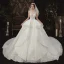 Luxury / Gorgeous Champagne See-through Wedding Dresses 2020 Ball Gown High Neck Sleeveless Backless Appliques Lace Beading Royal Train Ruffle