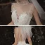 Luxury / Gorgeous Champagne See-through Wedding Dresses 2020 Ball Gown High Neck Sleeveless Backless Appliques Lace Beading Royal Train Ruffle