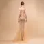 Sexy Champagne Transparentes Robe De Soirée 2018 Trompette / Sirène Encolure Dégagée Sans Manches Perlage Gland Train De Balayage Volants Dos Nu Robe De Ceremonie