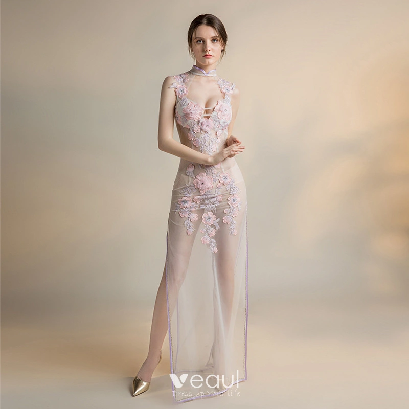elegant see through dress Elegant Lace See Through Strapless Mermaid Sheer Wedding Dress main image 1