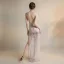 Sexy Ivoire Transparentes Robe De Soirée 2018 Gaine / Ajustement Col Haut Sans Manches Appliques En Dentelle Faux Diamant Fendue devant Longue Dos Nu Robe De Ceremonie