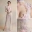 Sexy Ivoire Transparentes Robe De Soirée 2018 Gaine / Ajustement Col Haut Sans Manches Appliques En Dentelle Faux Diamant Fendue devant Longue Dos Nu Robe De Ceremonie