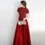 Vintage / Retro Burgundy Evening Dresses  2020 A-Line / Princess High Neck Short Sleeve Appliques Lace Beading Floor-Length / Long Ruffle Backless Formal Dresses