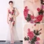 Sexy Ivoire Transparentes Robe De Soirée 2018 Trompette / Sirène V-Cou Sans Manches Appliques Brodé Train De Balayage Volants Dos Nu Robe De Ceremonie