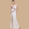 Sexy Ivory See-through Evening Dresses  2018 Trumpet / Mermaid Sweetheart Sleeveless Sequins Floor-Length / Long Backless Formal Dresses