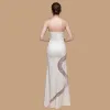 Sexy Ivory See-through Evening Dresses  2018 Trumpet / Mermaid Sweetheart Sleeveless Sequins Floor-Length / Long Backless Formal Dresses