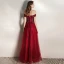 Élégant Bordeaux Robe De Soirée 2020 Princesse De l'épaule Manches Courtes Glitter Tulle Perlage Longue Volants Dos Nu Robe De Ceremonie