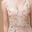 Sexy Champagne See-through Evening Dresses  2018 Trumpet / Mermaid V-Neck Sleeveless Rhinestone Glitter Printing Flower Sweep Train Ruffle Backless Formal Dresses
