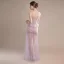 Sexy Lavande Transparentes Robe De Soirée 2018 Trompette / Sirène Sans Manches Bretelles Spaghetti Faux Diamant Perlage Paillettes Longue Volants Dos Nu Robe De Ceremonie