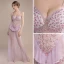 Sexy Lavande Transparentes Robe De Soirée 2018 Trompette / Sirène Sans Manches Bretelles Spaghetti Faux Diamant Perlage Paillettes Longue Volants Dos Nu Robe De Ceremonie
