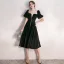 Fashion Black Suede Homecoming Graduation Dresses 2020 A-Line / Princess Square Neckline Puffy Short Sleeve Tea-length Ruffle Backless Formal Dresses