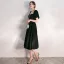 Fashion Black Suede Homecoming Graduation Dresses 2020 A-Line / Princess Square Neckline Puffy Short Sleeve Tea-length Ruffle Backless Formal Dresses