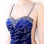 Sexy Bleu Roi Transparentes Robe De Soirée 2018 Gaine / Ajustement Sans Manches Bretelles Spaghetti Perlage Paillettes Train De Balayage Dos Nu Robe De Ceremonie
