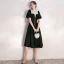 Fashion Black Suede Homecoming Graduation Dresses 2020 A-Line / Princess Square Neckline Puffy Short Sleeve Tea-length Ruffle Backless Formal Dresses