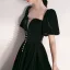 Fashion Black Suede Homecoming Graduation Dresses 2020 A-Line / Princess Square Neckline Puffy Short Sleeve Tea-length Ruffle Backless Formal Dresses