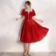 Fashion Black Suede Homecoming Graduation Dresses 2020 A-Line / Princess Square Neckline Puffy Short Sleeve Tea-length Ruffle Backless Formal Dresses