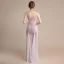Sexy Lavande Transparentes Robe De Soirée 2018 Trompette / Sirène V-Cou Sans Manches Faux Diamant Perlage Gland Longue Volants Dos Nu Robe De Ceremonie