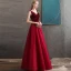 Meilleure Bordeaux Daim Robe De Soirée 2020 Princesse V-Cou Sans Manches Glitter Tulle Perlage Longue Volants Dos Nu Robe De Ceremonie