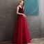 Meilleure Bordeaux Daim Robe De Soirée 2020 Princesse V-Cou Sans Manches Glitter Tulle Perlage Longue Volants Dos Nu Robe De Ceremonie