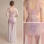 Sexy Lavande Transparentes Robe De Soirée 2018 Trompette / Sirène V-Cou Sans Manches Faux Diamant Perlage Gland Longue Volants Dos Nu Robe De Ceremonie