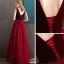 Meilleure Bordeaux Daim Robe De Soirée 2020 Princesse V-Cou Sans Manches Glitter Tulle Perlage Longue Volants Dos Nu Robe De Ceremonie