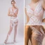 Sexy Blanche Transparentes Robe De Soirée 2018 Trompette / Sirène V-Cou Sans Manches Appliques En Dentelle Perlage Longue Volants Dos Nu Robe De Ceremonie