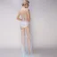 Sexy Bleu Ciel Transparentes Robe De Soirée 2018 Trompette / Sirène V-Cou Sans Manches Perlage Glitter Paillettes Longue Volants Dos Nu Robe De Ceremonie