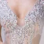 Sexy Bleu Ciel Transparentes Robe De Soirée 2018 Trompette / Sirène V-Cou Sans Manches Perlage Glitter Paillettes Longue Volants Dos Nu Robe De Ceremonie